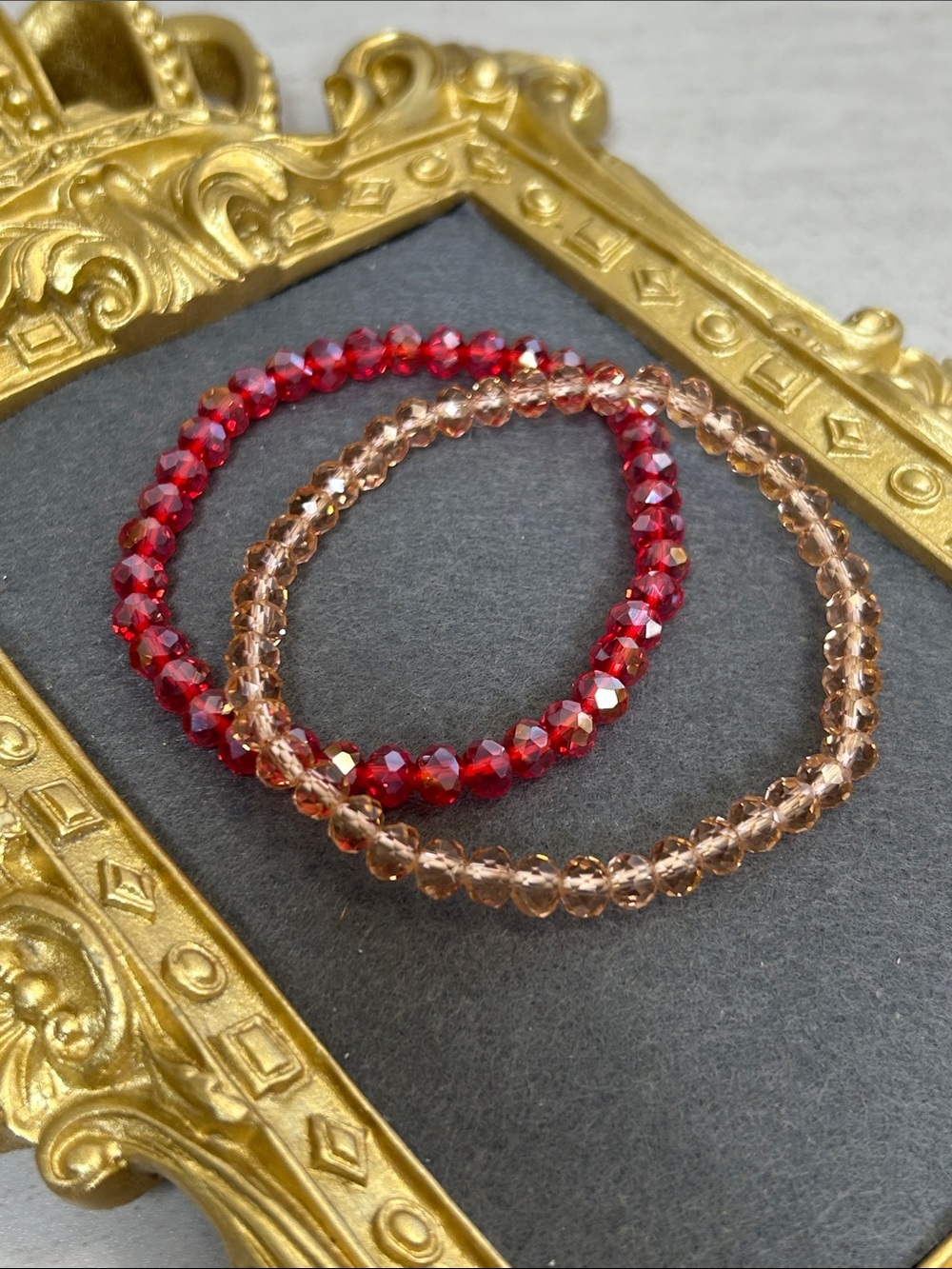 Elegant Red and Pink Champagne Crystal Stretch Bracelets - Women Jewelry
